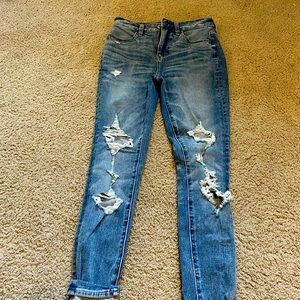 distressed denim blue pants, brand new.